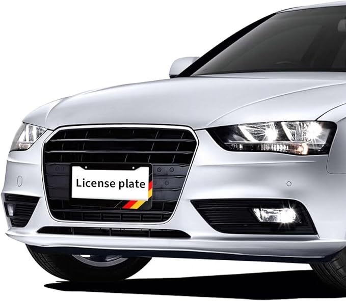 German License Plate Frame - 2Pcs Germany Flag Aluminum Metal License Plate Frame Personalized German Car Tag Frames Holders Covers Design Fits for Men Women Generic U.S. License Plates with Screws