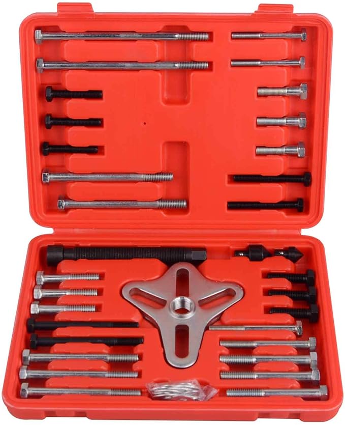 Harmonic Balancer Puller Set, 46 Pcs Flywheel Steering Wheel Puller Kit Gear Puller Yoke Crankshaft Pulley Puller