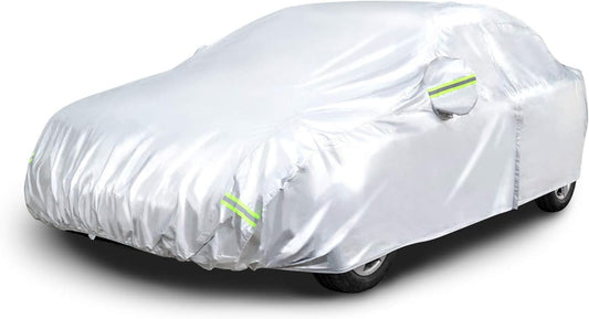 Amazon Basics Silver Weatherproof Car Cover - 150D Oxford, Sedans up to 180"