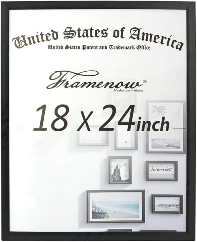 18x24 Picture Frames 1 Pack Hatter-Resistant Glass Display Photo Frame, to Wall Home Decor Black