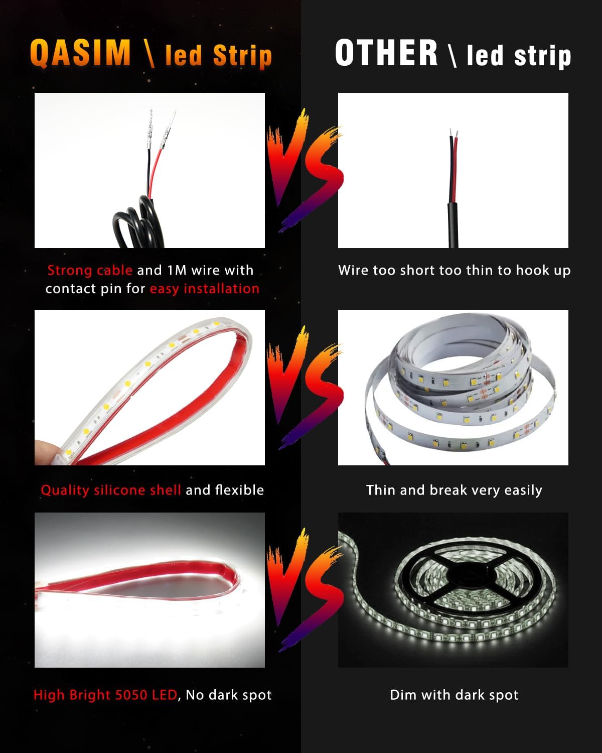 Qasim 12V Led Light Strip Waterproof 32CM White Golf Cart Underglow Led Lights for Car Motorcycles Boat Navigation Interior & Exterior-Pack of 6