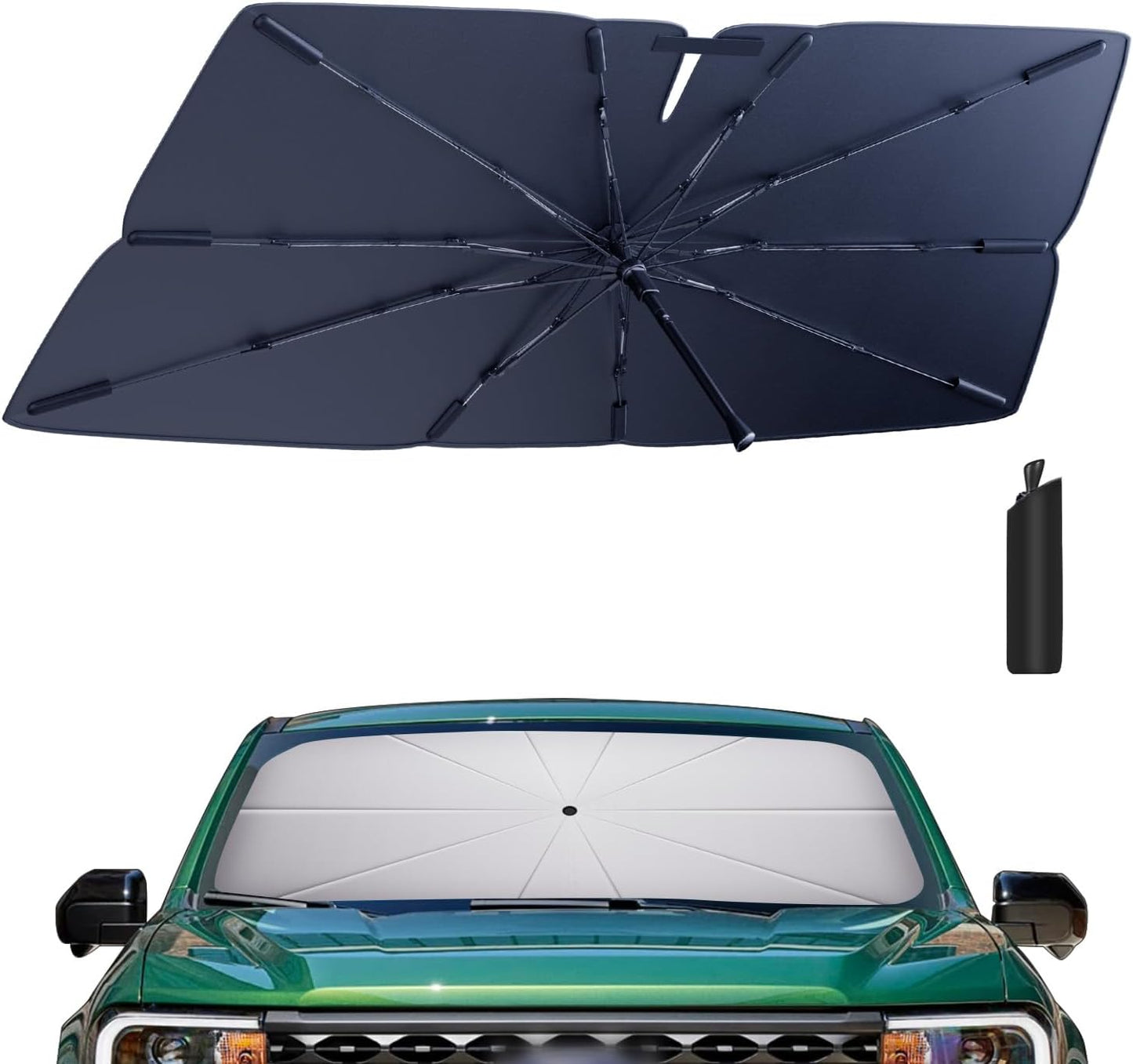 Windshield Sun Shade Umbrella: for Ford Maverick-2022-2023-2024 2025 - Front Ford Maverick Hybrid XL XLT Custom Car Window Shades - Foldable Sunshades Block UV Keep Cool