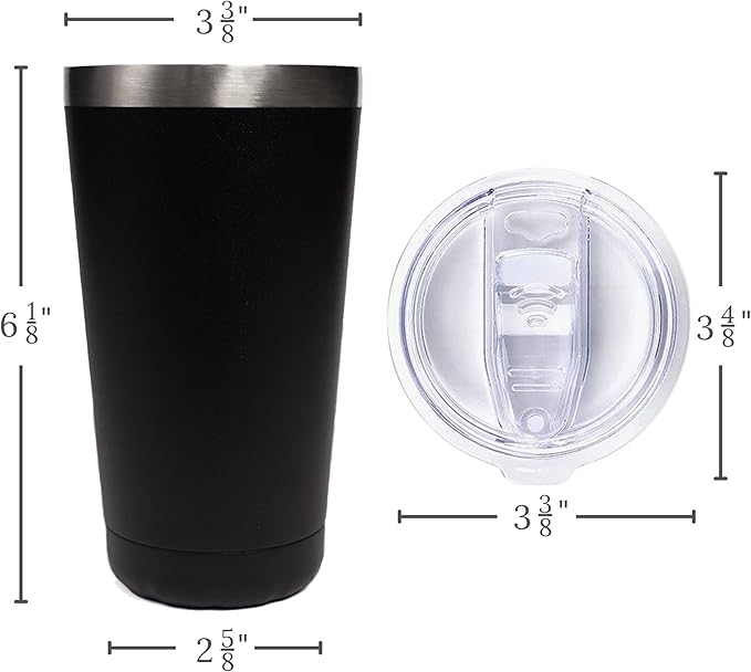 Earth Ethical Best Insulated Tumbler Double Walled - Keep Drinks Hot or Cold - Travel Tumbler Thermal Cups - Vacuum, Stainless Steel - Easy Grip Cup for Coffee, Iced Drinks - 20 oz (Black)