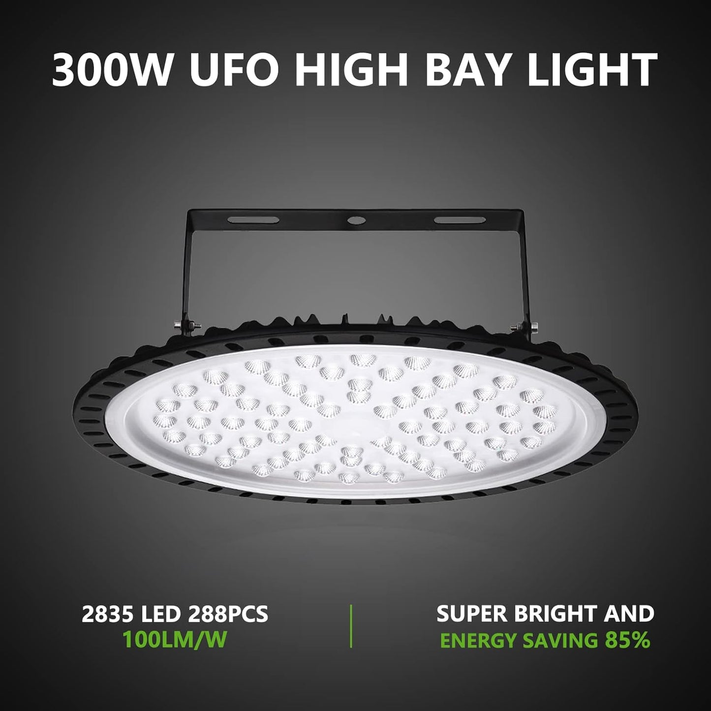 Viugreum 5 PACK 300W UFO LED High Bay Light, 30000LM 6500K Daylight White LED Warehouse Lighting, IP65 Waterproof Commercial Bay Lighting for Garage Barn Workshop Wet Location