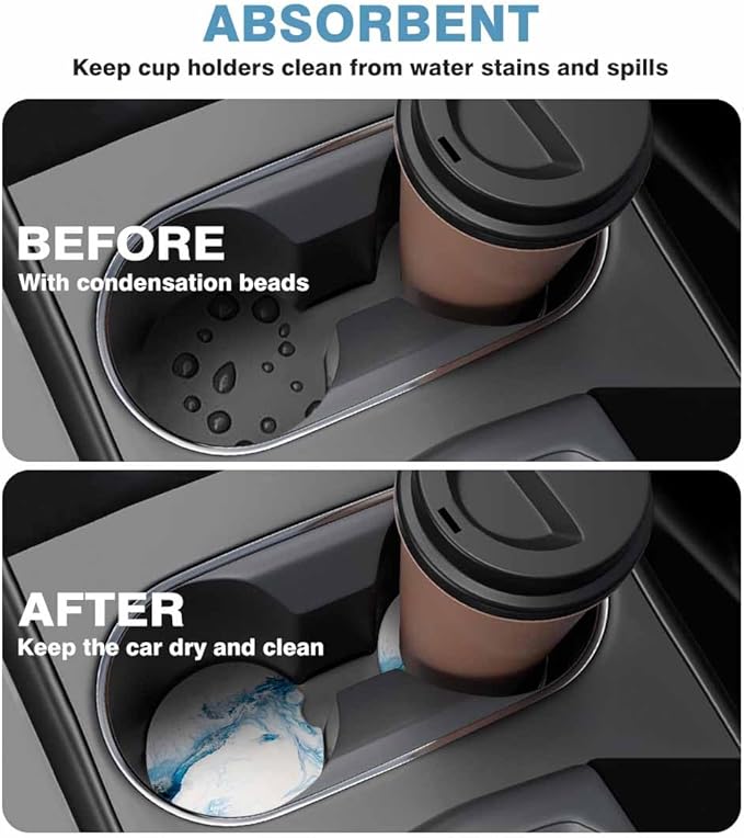 Blue Creative Liquid Car Coasters for Cup Holders Car Cup Holder Coasters 2 Pack for Car, Anti Slip Ceramic Car Cup Mat with Finger Notch Cute Car Interior Accessories for Women Men
