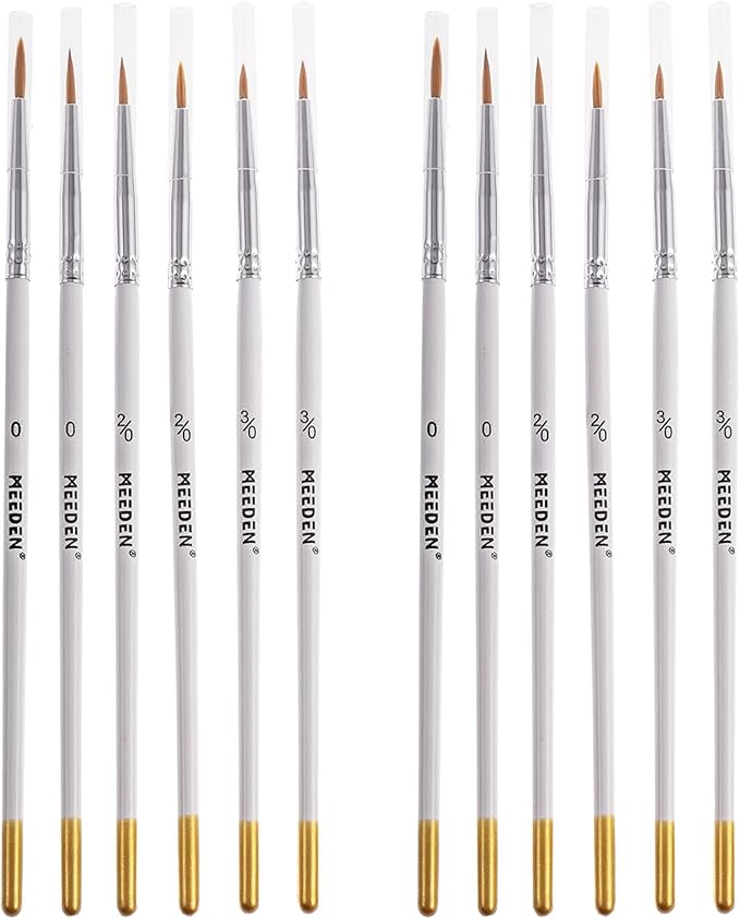 MEEDEN Detail Paint Brush Set - 12 Miniature Art Brushes for Fine Detailing & Art Painting - Acrylic, Watercolor, Oil - Miniatures, Models, Airplane Kits, Nail (2 Pack)