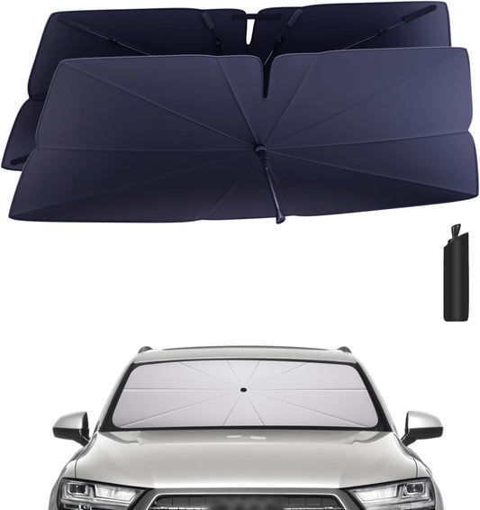 Windshield Sun Shade Umbrella: Custom Fit for 2016-2019 Audi Q7 Premium, Premium Plus, Prestige, TDI, TFSI, e-tron (Type 4M) - Double Thickened Foldable Front Window Sunshade, UV & Heat Protection