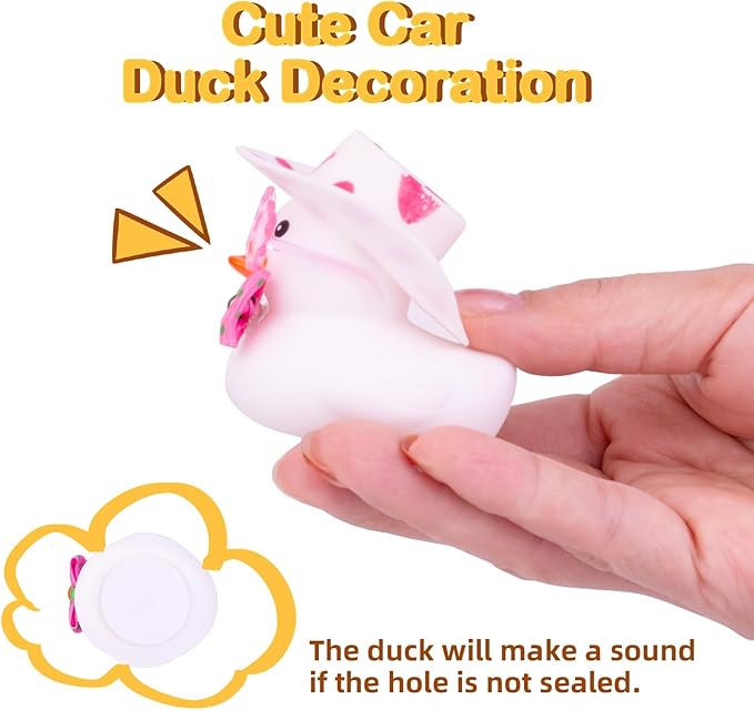 Car Rubber Duck Ornament Cute Duck Car Dashboard Decoration Accessories with Mini Hat Sunglasses and Skirt for Car Dashboard Decoration Accessories(C3)