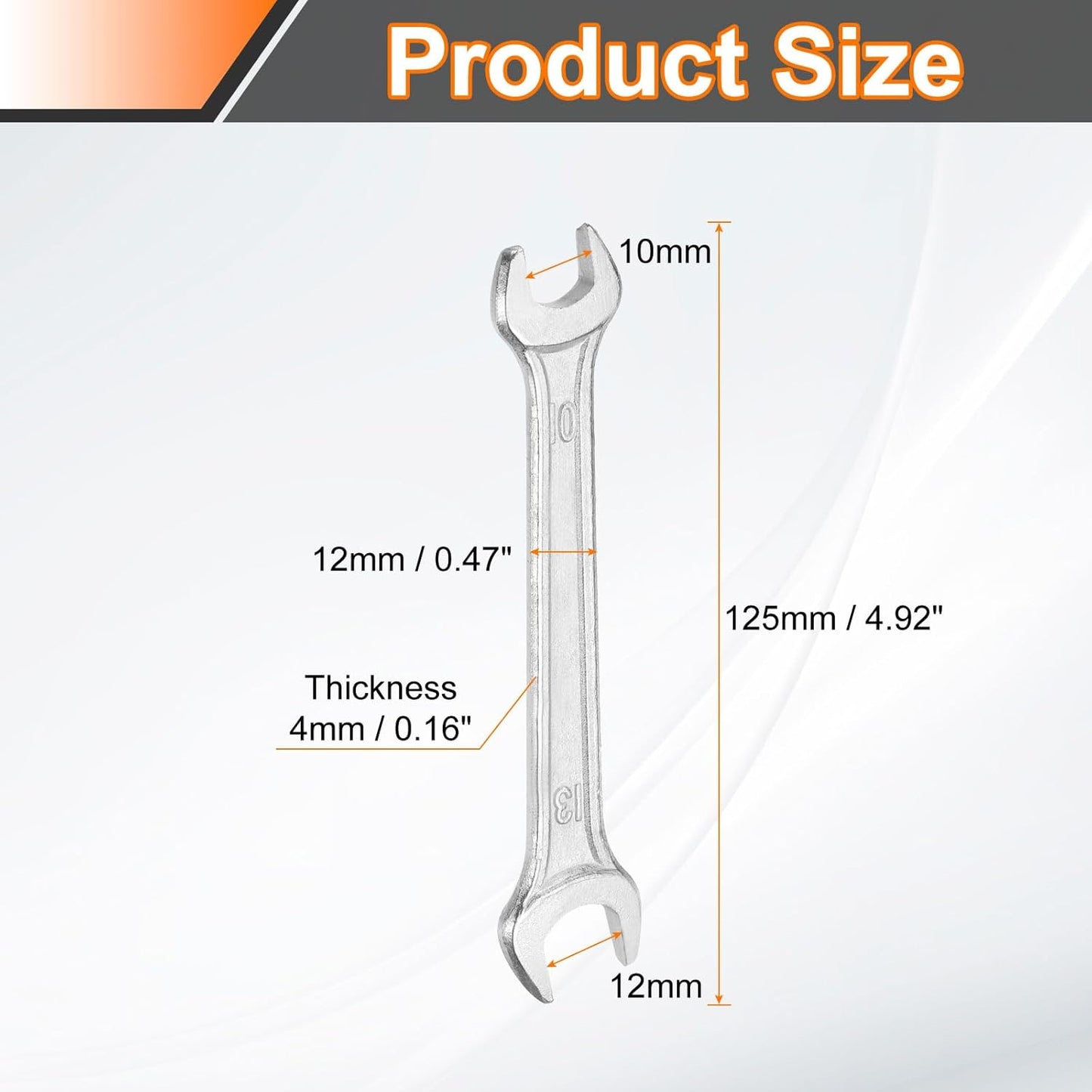HARFINGTON 2pcs Double Open End Wrench 10mm x 12mm Metric 15 Degree Offset Angle Small Flat Head Wrench Galvanizing Open Ended Spanner for Automotive Repair Furniture Assembly