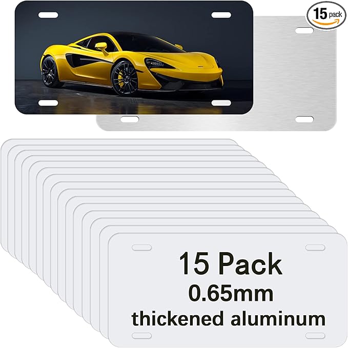 15 Pack Sublimation License Plate Blanks,Metal Aluminum car Tag White,Thermal Transfer DIY Custom Picture Design for Blank License Plates