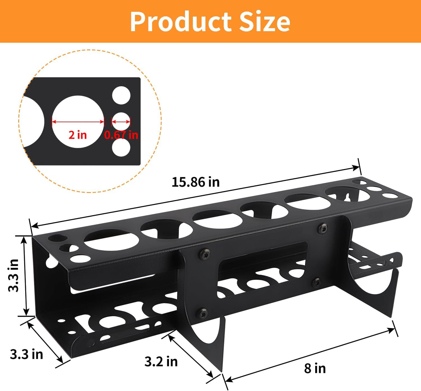 Caulking Gun Holder, Metal Caulk Tube Storage Rack, Wall Mount Caulking Tools Organizer for Garage, Workshop and Work Van