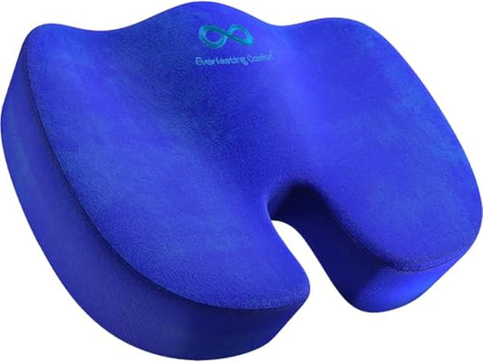 Everlasting Comfort Doctor Recommended Memory Foam Seat Cushion for Office Chairs & Car Seat - Ergonomic Office Desk Accessories for Tailbone Pain Relief, Sciatica & Back Support