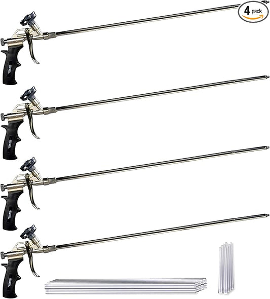 AWF PRO Spray Foam Gun 2' Long Nozzle, High Precision, Adjustable Flow Control, Contractor-Grade Pro Applicator for Insulating Foam Sealant, Pack of 4