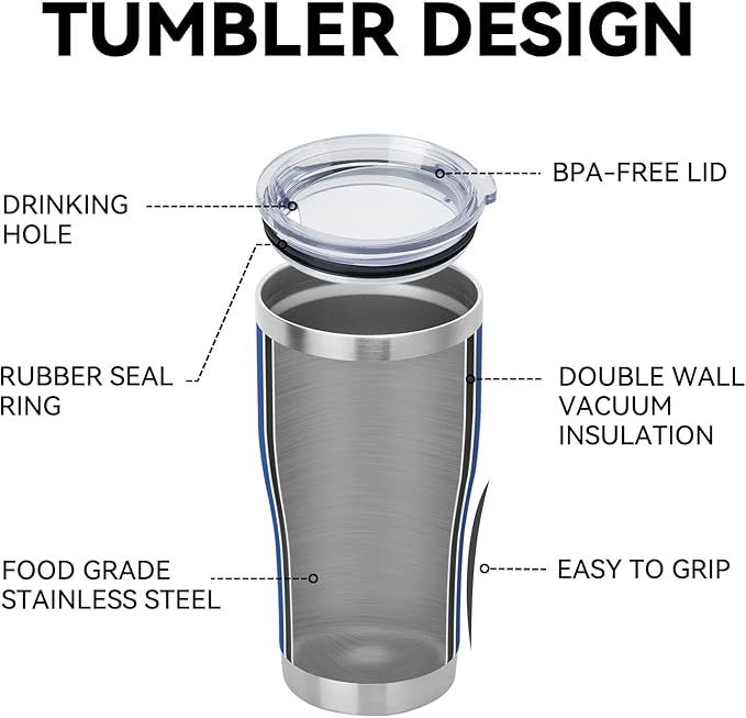 DOMICARE 20oz Tumbler with Lid Stainless Steel Tumblers Bulk, Double Wall Vacuum Insulated Coffee Travel Mug Powder Coated Tumbler, 4 Count (Pack of 1) Dark Blue