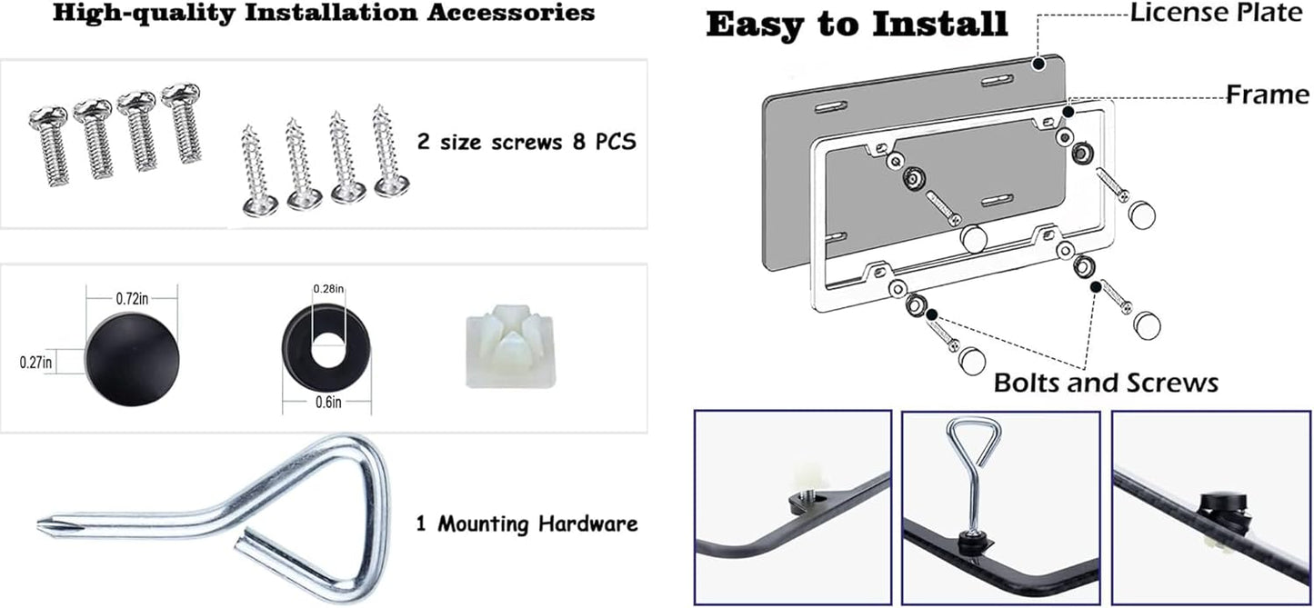License Plate Frames,2 Packs Front Rear Car Tags,Aluminum Alloy License Plate Cover,No Rust,Water Proof,Wear Resistant,Car Accessories (Carbon Fiber USA Flag)