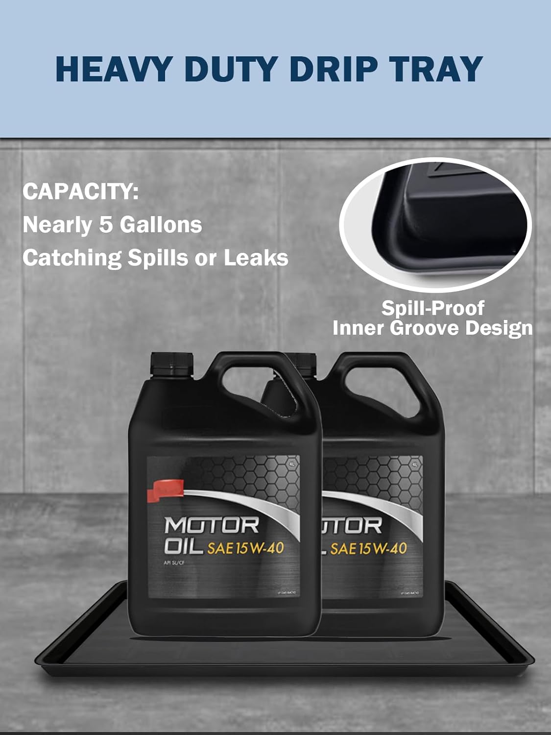 6Pack Extra Large Oil Drip Pan 35.4 x 24 x1.4 Inches Oil Change Drain Drip Tray for Under Car Plastic Oil Tray Auto Oil Catch Pan for Transmission Garage Automotive Driveway to Keep Floor Clean