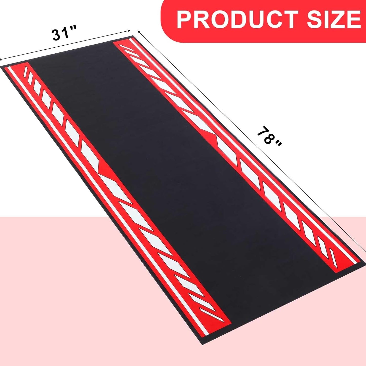 Motorcycle Mat 78 x 31 Inch Garage Floor Rug Washable Parking Mats for Garage Floors Non Slip Oil Absorbent Pad Rubber Backing Layer Protects Floor from Spills Drips Stains(Bright Style)