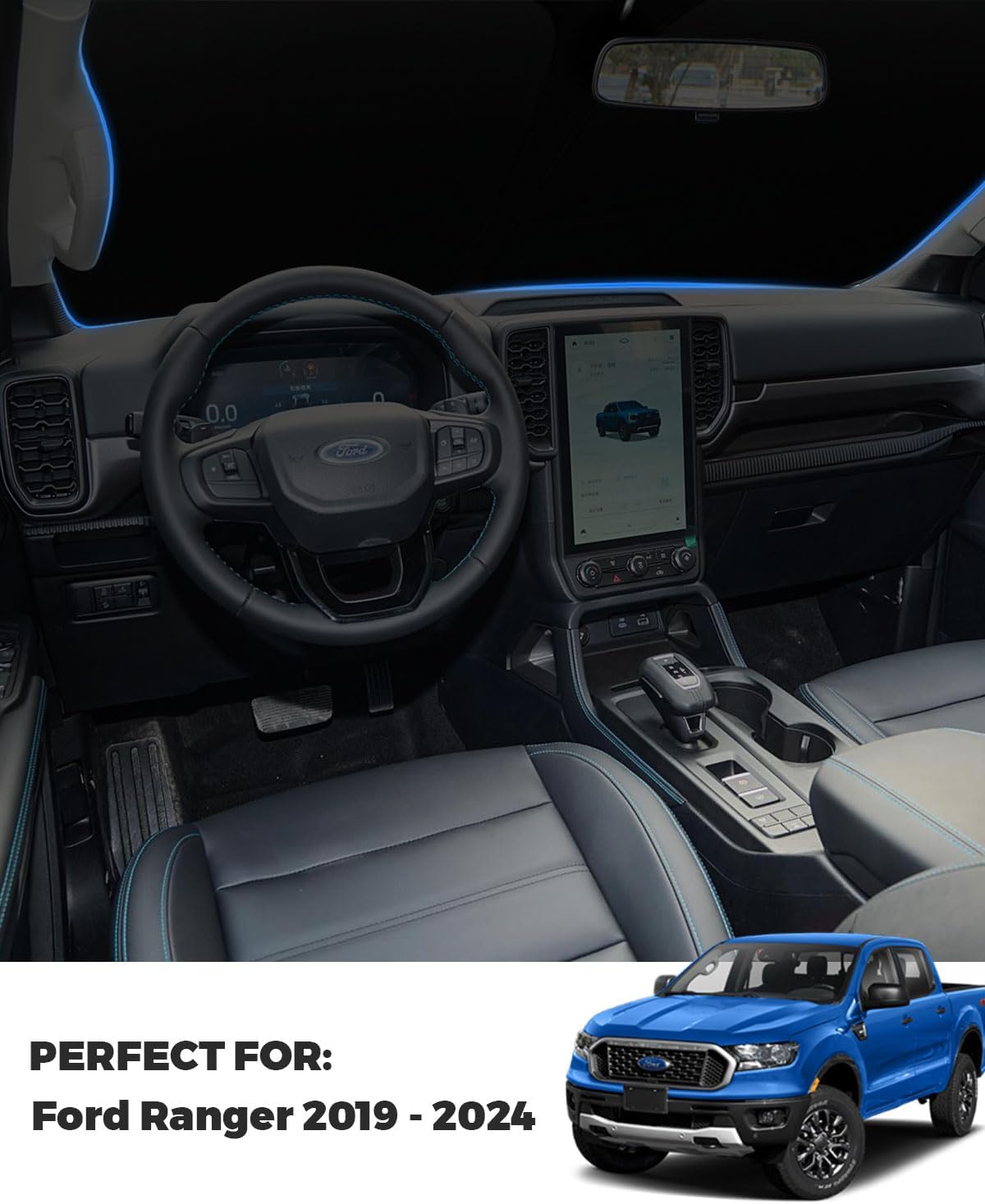 2025 Upgrade Front Windshield Sun Shade Foldable Ford Ranger Sun Shade Foldable Car Shade Automotive Windshield Sunshades fit for Ford Ranger 2019-2023 2024 2025 |Keep Car Interior Cooler|