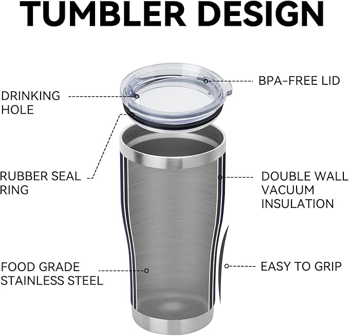 DOMICARE 20oz Tumbler with Lid Stainless Steel Tumblers Bulk, Double Wall Vacuum Insulated Coffee Travel Mug Powder Coated Tumbler, 12 Count (Pack of 1) Navy