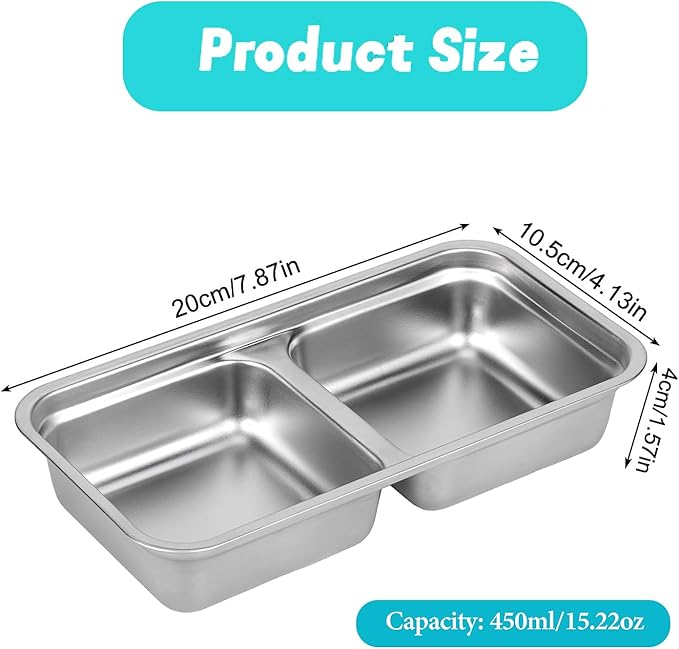 Stainless Steel Snack Containers Reusable with Lid, Grab and Go 2 Compartment Snack Food Storage Containers for School Travel and Outdoor Camping Dishwasher Safe (2)