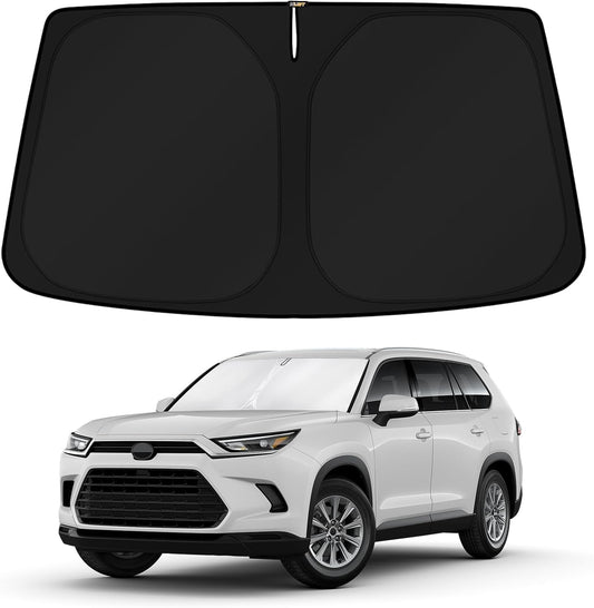 KUST Windshield Sun Shade for 2024 2025 2026 Toyota Grand Highlander Accessories Front Custom Fit Window Sunshade Sun Visor Protector Foldable Blocks UV Rays Keep Car Cooler