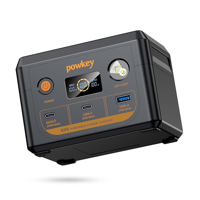 powkey Laptop Power Bank 30000mAh 100W Portable Charger PD 3.0 Fast Charging 96Wh LiFePO4 Power Station with USB-C Cable,Battery Backup for Laptop Phone Travel Camping Office Emergency Home
