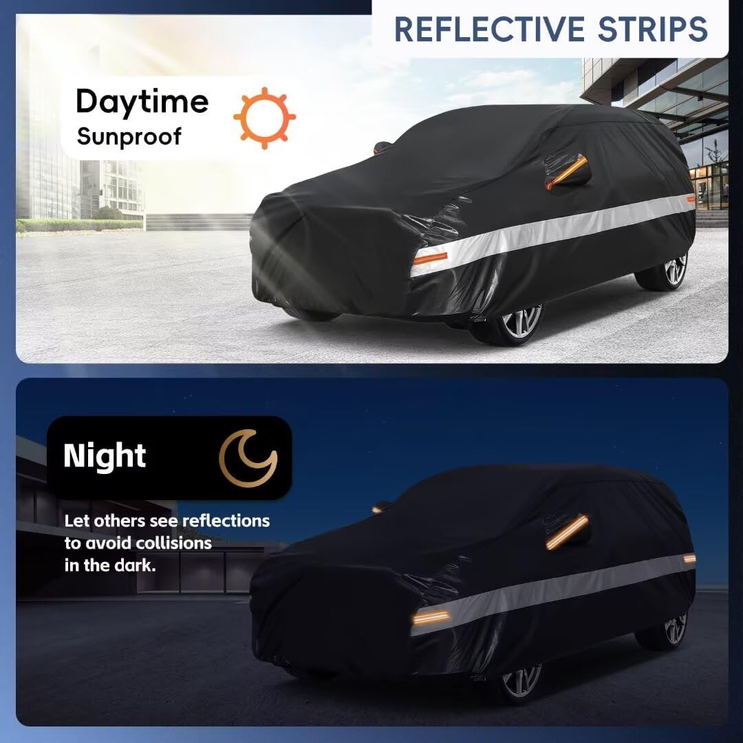 10 Layers SUV Car Cover Custom Fit for Nissan Kicks (2017-2024) Waterproof All Weather for Automobiles, Outdoor Full Cover Sun UV Rain Protection with Cotton.Black