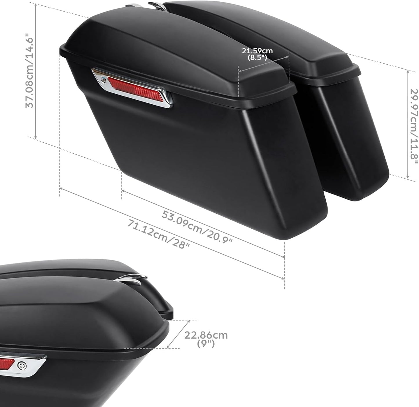 XFMT Motorcycle Hard Saddlebags Matte Black Saddle Bags Trunk W/Latches For Harley Touring Road King Street Glide Road Glide Electra Glide Ultra Classic 2014-2024
