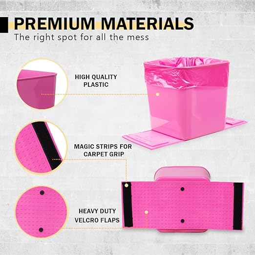 Car Trash Can ??Leakproof 1.4 Gallon Compact Garbage Bin with Stability Flap & Anti-Slip Base | Portable Trash Holder for Cars, Trucks, SUVs, Minivans ??Includes Trash Bags (Pink, Large)