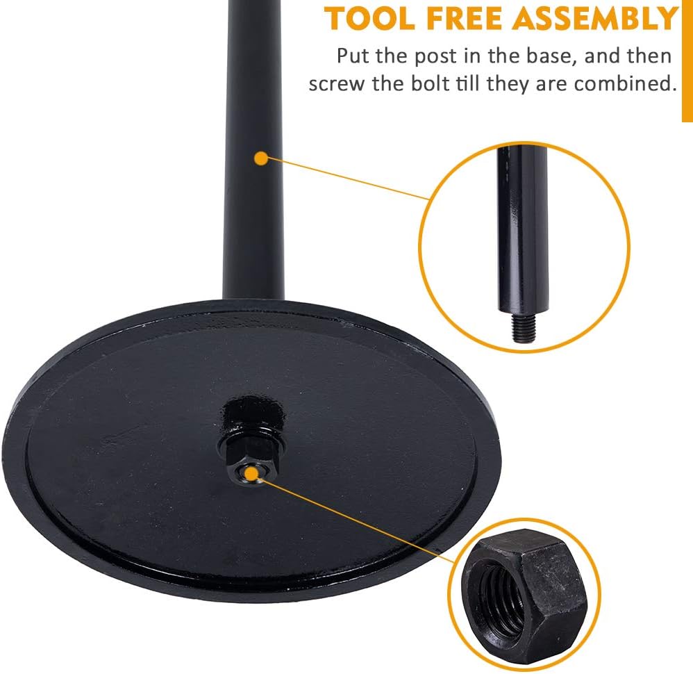 Heavy Duty Cast Iron Sign Post and Base Kit - 12" DIA Stand with 48" Post and Bolts & Nuts for Hanging Signs, Portable Sign Holder for Parking and Recreational Use