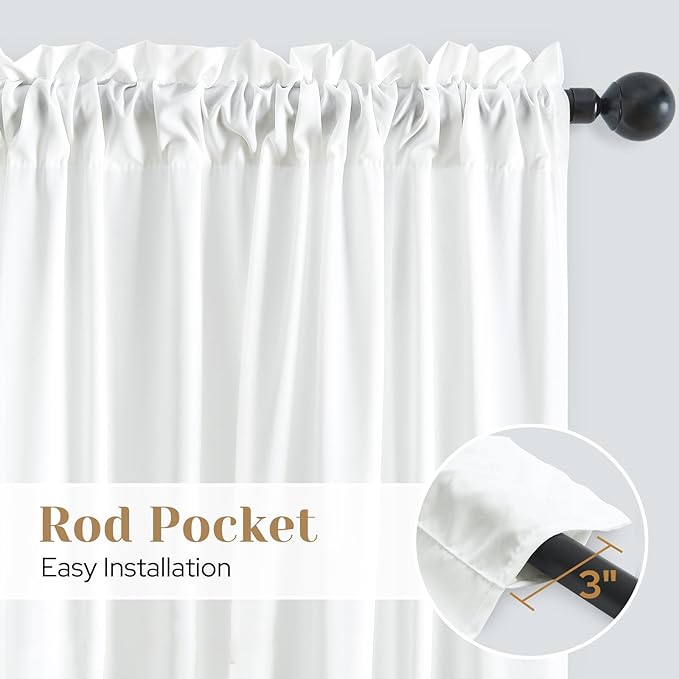 HOMEIDEAS Non-See-Through White Privacy Sheer Curtains, 52 X 96 Inches Long 2 Panels Sheer Curtains Light Filtering Window Drapes for Bedroom Living Room
