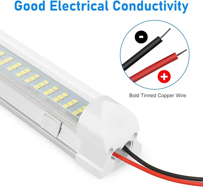 Linkstyle 4PCS 12V Interior LED Light Bar, Super Bright 12V LED Light Strip with Switch, 108 LEDs 1800LM Enclosed Trailer Lamp Lighting for Car RV Camper Boat Energy Efficient