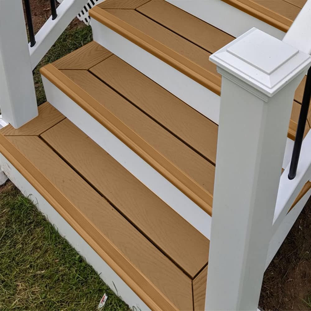 Rubber Bond Stair Edge Protector (Pack of 5) 36x2x1 inch Anti-Slip Stair Corner Trim Rubber Strips - Waterproof Self-Adhesive Staircases for Outdoor & Indoor Uses | Protect Kids & Pets - Brown