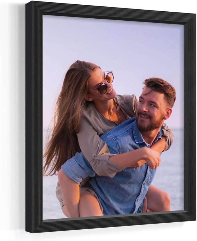 Renditions Gallery Set of 12, 11X14 Custom Photo Prints with Real Wood Picture Frames. Create Personalized Photos with Peel & Stick Photo Frames. Black Frame