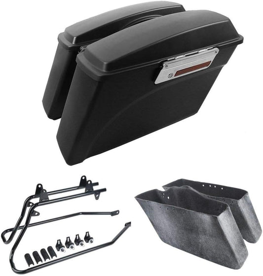 XFMT Hard Saddlebags Saddle Bag & Conversion Brackets For Harley Softail FatBoy 86-13