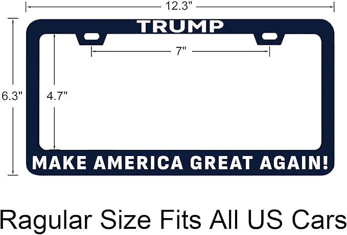 Trump Make America Great Again License Plate Frames Rust-Proof Stainless Steel Screws Fasteners Included Personalized Cover for Women Men Decorate Car with 12.3x6.3 Inch License Plate Holder -DATANSEN