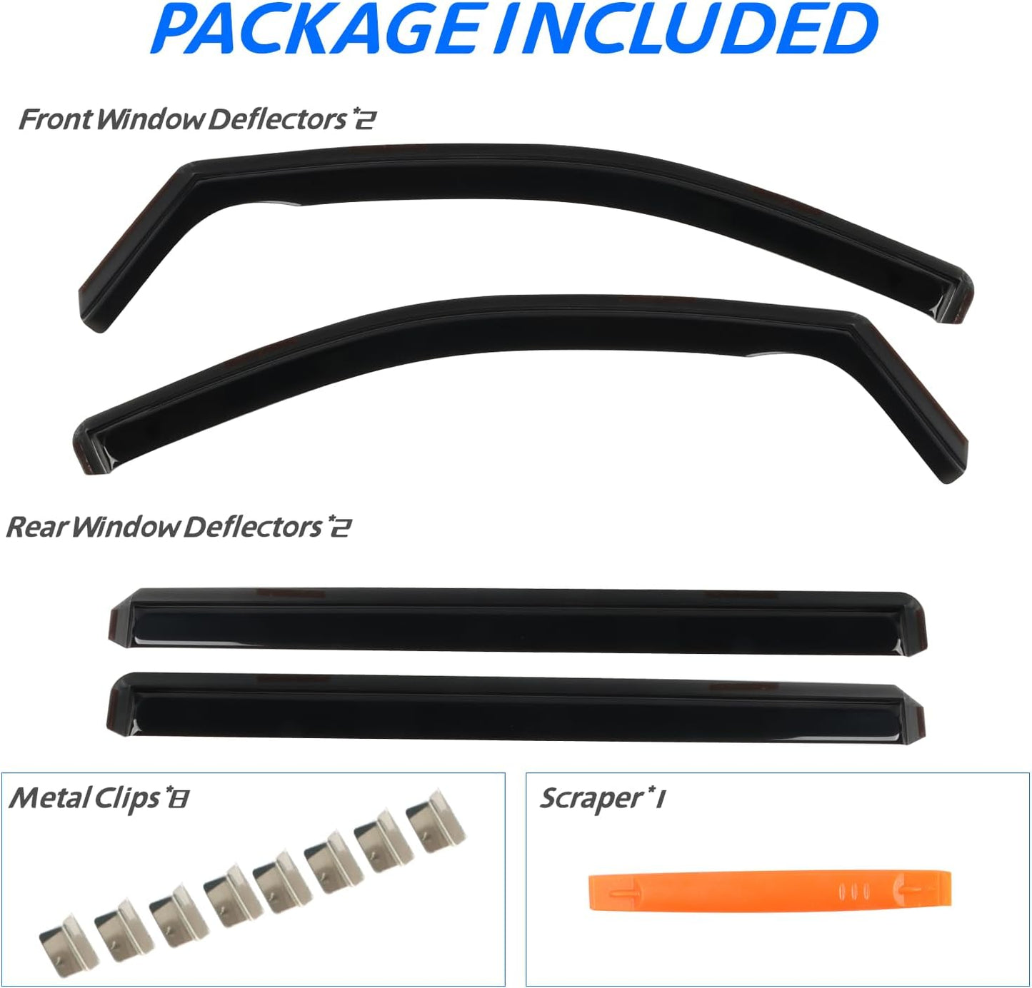 4PCS in Channel Rain Guards for 2008-2023 Dodge Grand Caravan, 2008-2016 Chrysler Town Country, 2009-2012 Volkswagen (VW) Routan, Vent Window Visors Shade, Window Deflectors