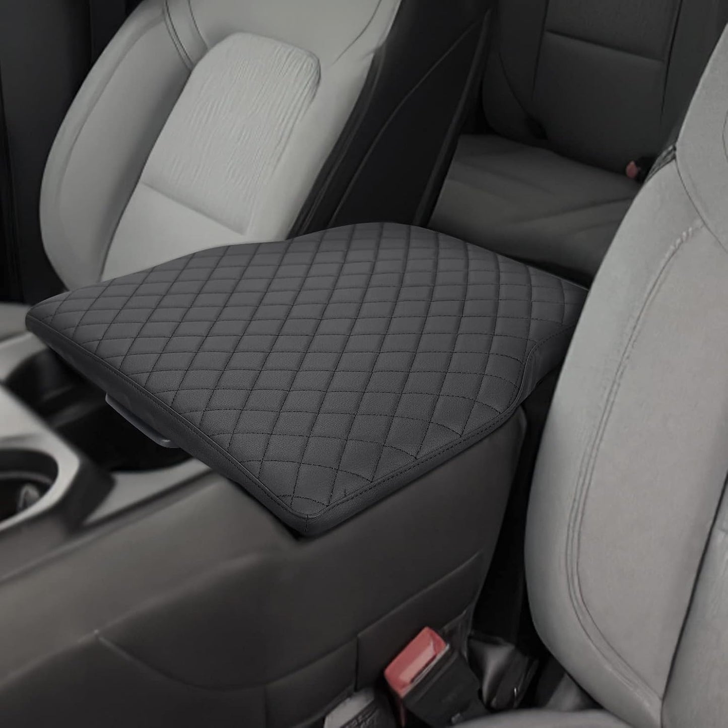 ISSYAUTO Center Console Cover Compatible with 2019-2024 Ram 1500 New Model Jump Seat Console, Armrest lid Cover Leather Arm Rest Covering for Car, Durable Middle Console Cover Armrest Box