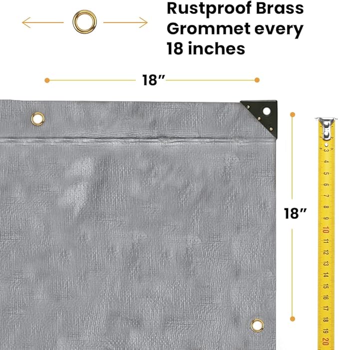 WHITEDUCK Super Heavy Duty Poly Tarp Cover 16 Mil & 10 Mil with Grommets and Reinforced Edges (Brown, White & Silver Black) (Silver Black- 16 Mil, 16' x 20')