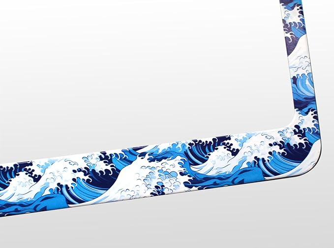 1pcs Blue Ocean Wave License Plate Frame for Women, Sea Wave Car Tag Frames Girly for Vehicle with Non Adhesive Electrostatic Sticker
