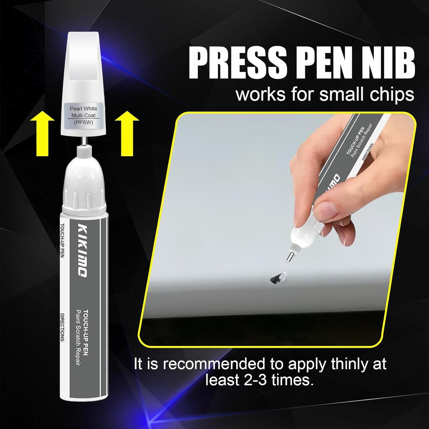 KIKIMO for Tesla Touch Up Paint(Ultra Red(PR01)), Car Paint Repair Kit for Tesla Model Y/3/S/X, 2 In 1 Scratches Repair with Pen Tip and Brush, Color-Matched for Quick & Easy Fix