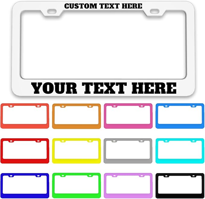 Custom License Plate Frame Personalized - Premium Metal Car Tag with Your Text, 12x6 Inch Customized Auto Plates, Rust-Proof License Plate Frames for Cars/Trucks/SUVs (Placas para Carro)