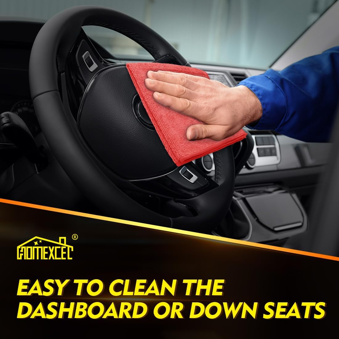 HOMEXCEL Red Microfiber Cleaning Cloth 12 Pack, 12.5 x 12.5 inch Microfiber Towels for Cars, Ultra Absorbent Car Washing Cloth, Lint Free Streak Free Cleaning Rags for Car, Kitchen, and Window