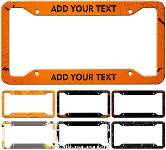 Custom Personalized License Plate Frame-4 Hole, Customized Design Metal Car License Plate Frame with Text,12"x6"