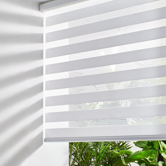 Persilux Zebra Blinds Cordless Blinds & Shades (55" W x 72" H, White) Free Stop Roller Window Shades, Light Filtering Blinds for Windows, Light Control for Day and Night