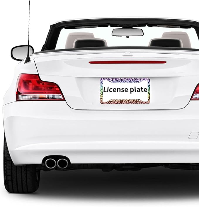 License Plate Frame 2 Pack Front Rear Aluminum Metal Rust-Proof Universal Car Tag Frames Holder with 4 Holes Car Decor Accessory with Screws for Men Women - Colorful Leopard
