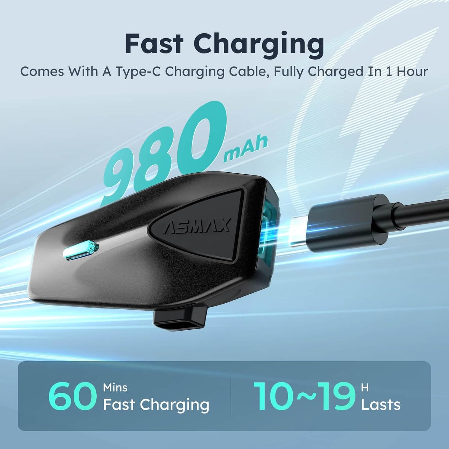 S1 Motorcycle Bluetooth Headset with 3 Intercom Modes, 8-Rider Mesh Communication, AI Voice, FM Radio, Auto Volume, Waterproof, Fast Charging for Helmet/ATV/UTV/Snowmobile, 2 Pack(Grey)