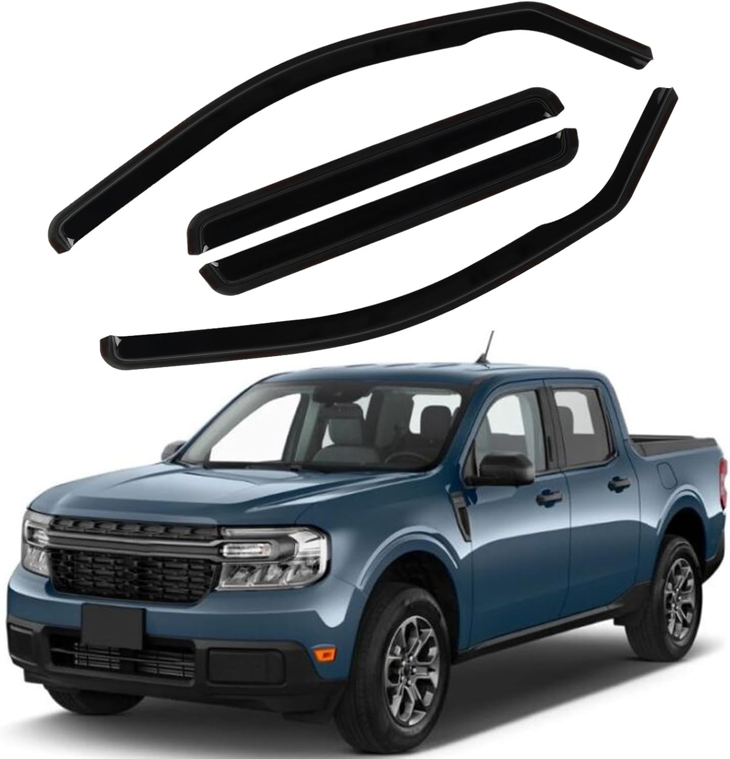 4PCS in-Channel Rain Guards Fit for Ford Maverick 2022 2023 2024 2025, Front and Rear Window Visors Wind Deflectors, Vent Shade Weather Shield for 2022-2025 Maverick Accessories