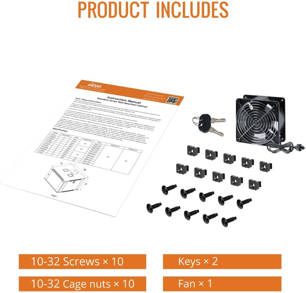 Tecmojo 6U Wall Mount Rack Network Cabinet for 19" IT Equipment,with Lockable Glass Door and Side Panels,Cooling Fan,17.7inch Depth,White