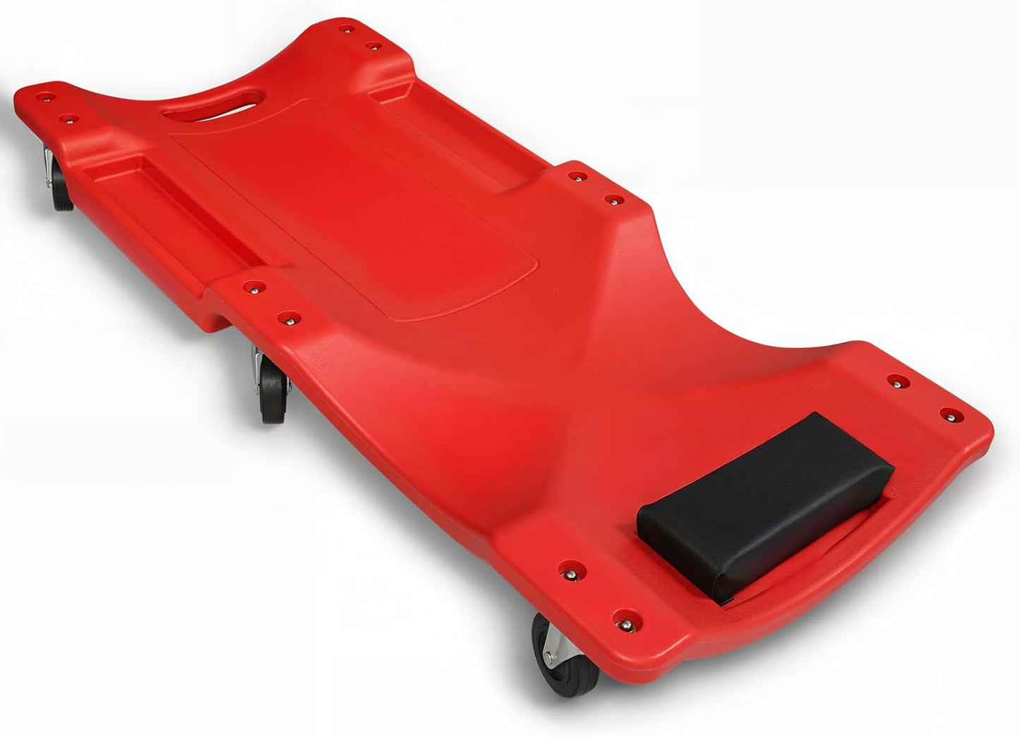 Magshion Mechanic Creeper with Padded Headrest and Tool Tray, 330 lbs Capacity Rolling Garage Shop Creeper with 6 Wheels, Lightweight and Portable Automotive Creeper (Red)